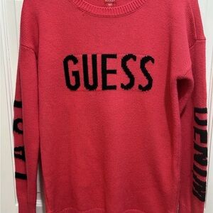 GUESS Bold Pink Crew Neck Sweater